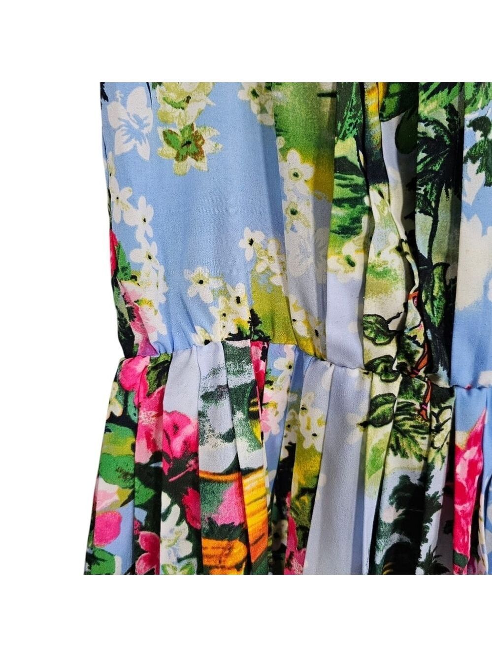 Juicy Couture Paradise Blue Sleeveless Hawaiian Floral Mini Dress Sz 4 - Picture 6 of 14